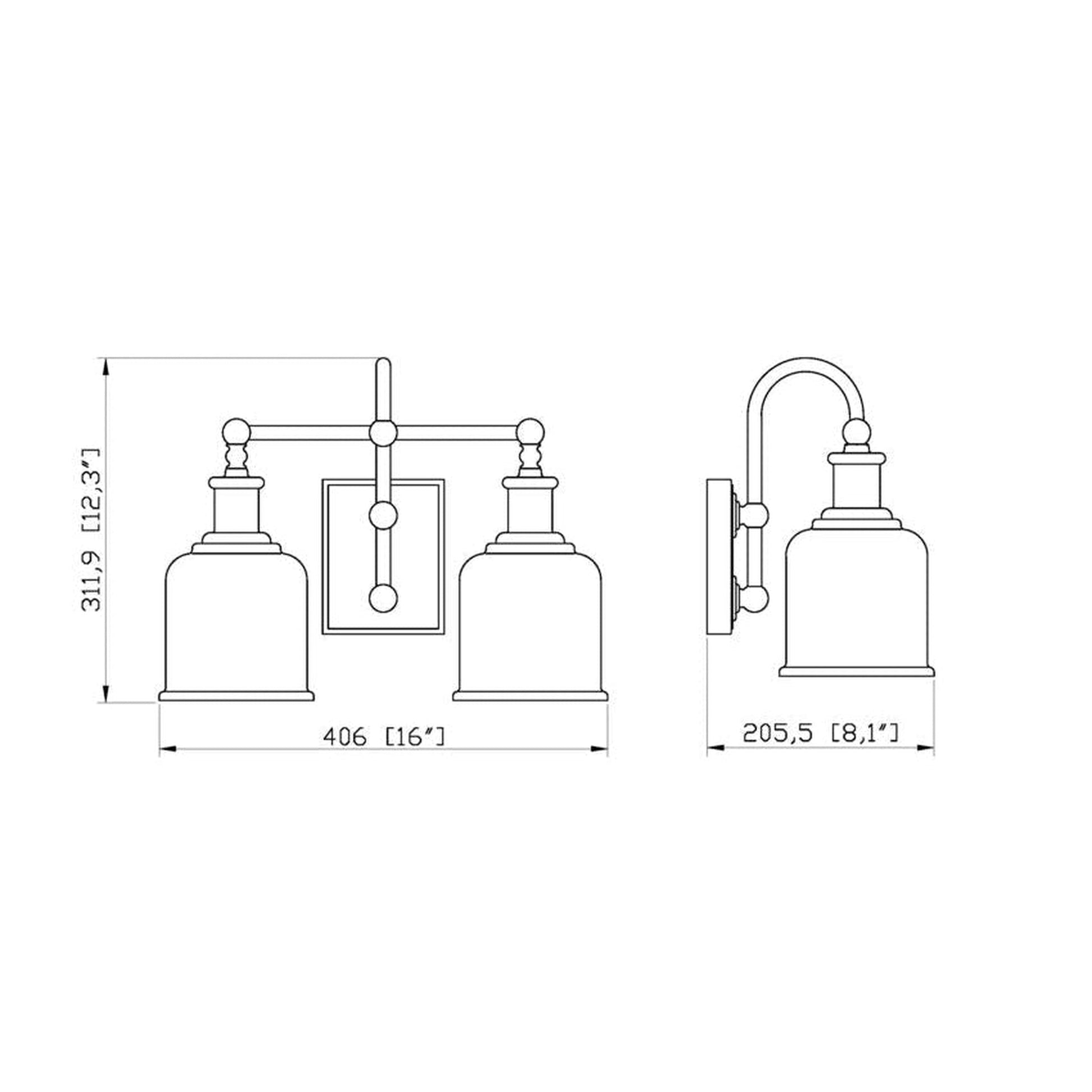 Z-Lite Bryant 16" 2-Light Brushed Nickel Vanity Light With Clear Seedy Glass Shade