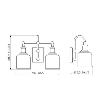 Z-Lite Bryant 16" 2-Light Brushed Nickel Vanity Light With Clear Seedy Glass Shade