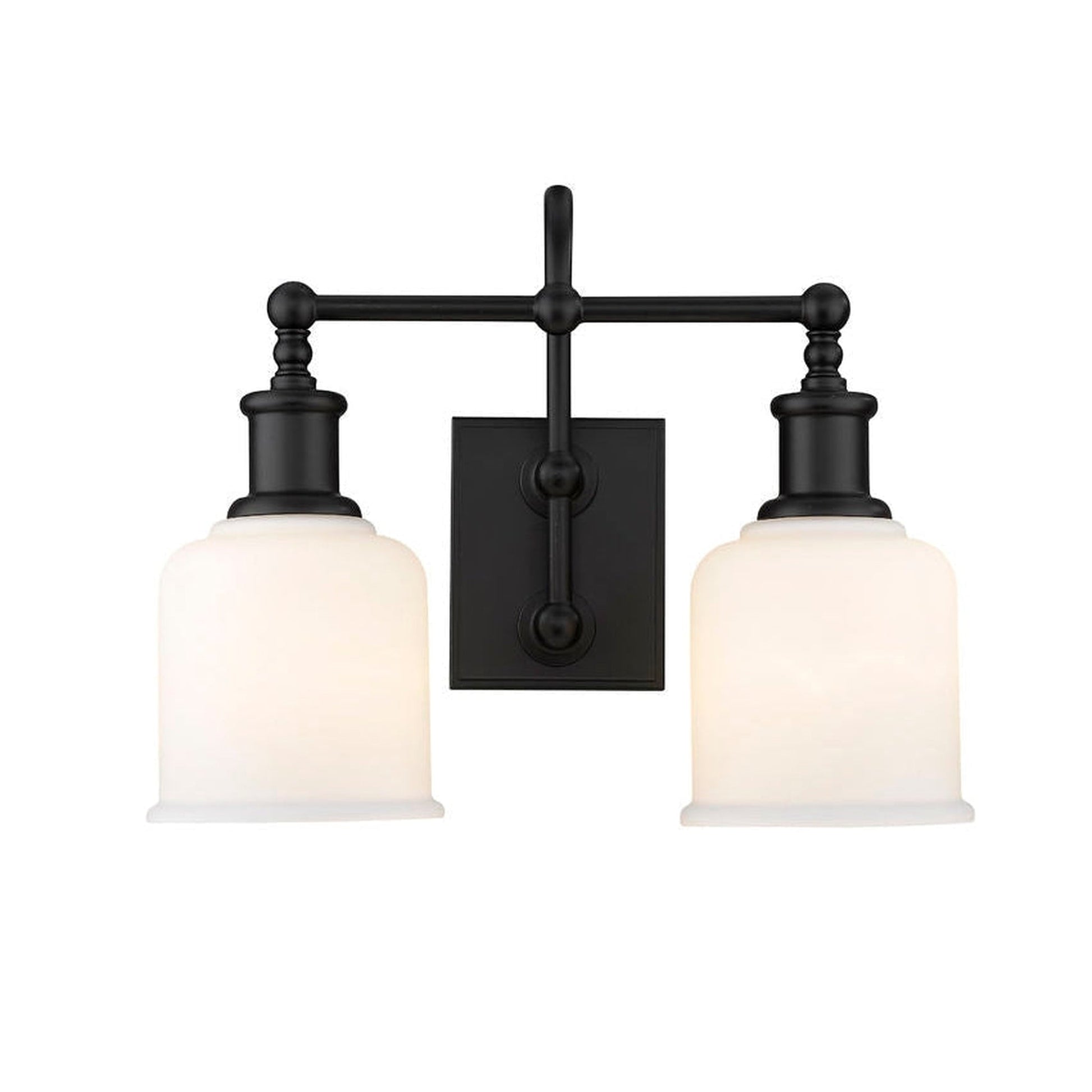 Z-Lite Bryant 16" 2-Light Matte Black Vanity Light With Matte Opal Glass Shade