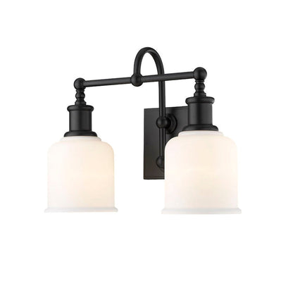 Z-Lite Bryant 16" 2-Light Matte Black Vanity Light With Matte Opal Glass Shade