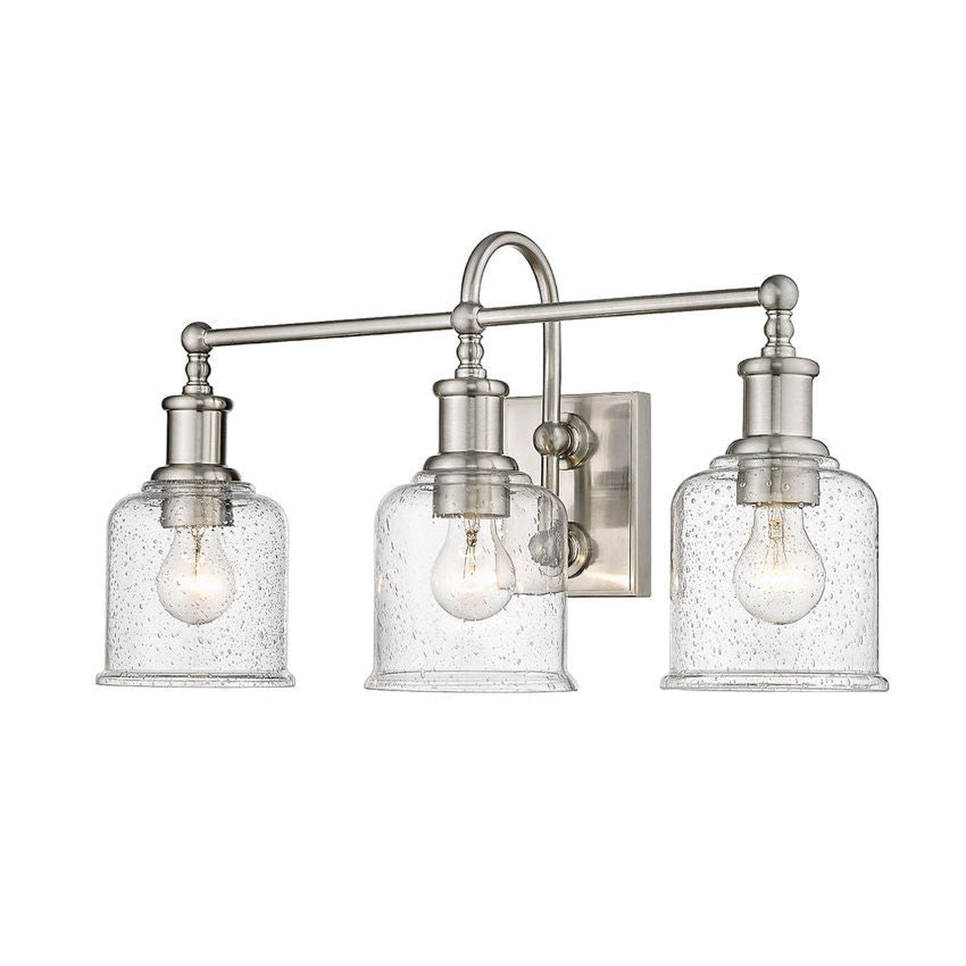 Z-Lite Bryant 24" 3-Light Brushed Nickel Vanity Light With Clear Seedy Glass Shade