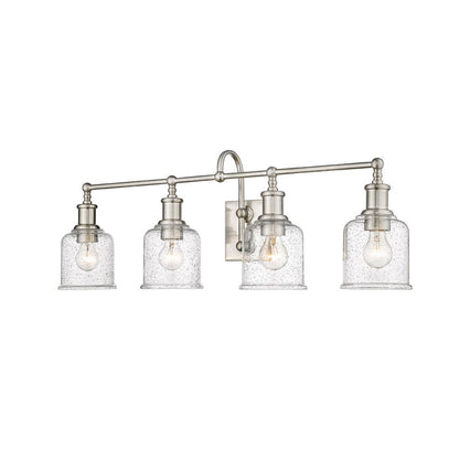 Z-Lite Bryant 32" 4-Light Brushed Nickel Vanity Light With Clear Seedy Glass Shade