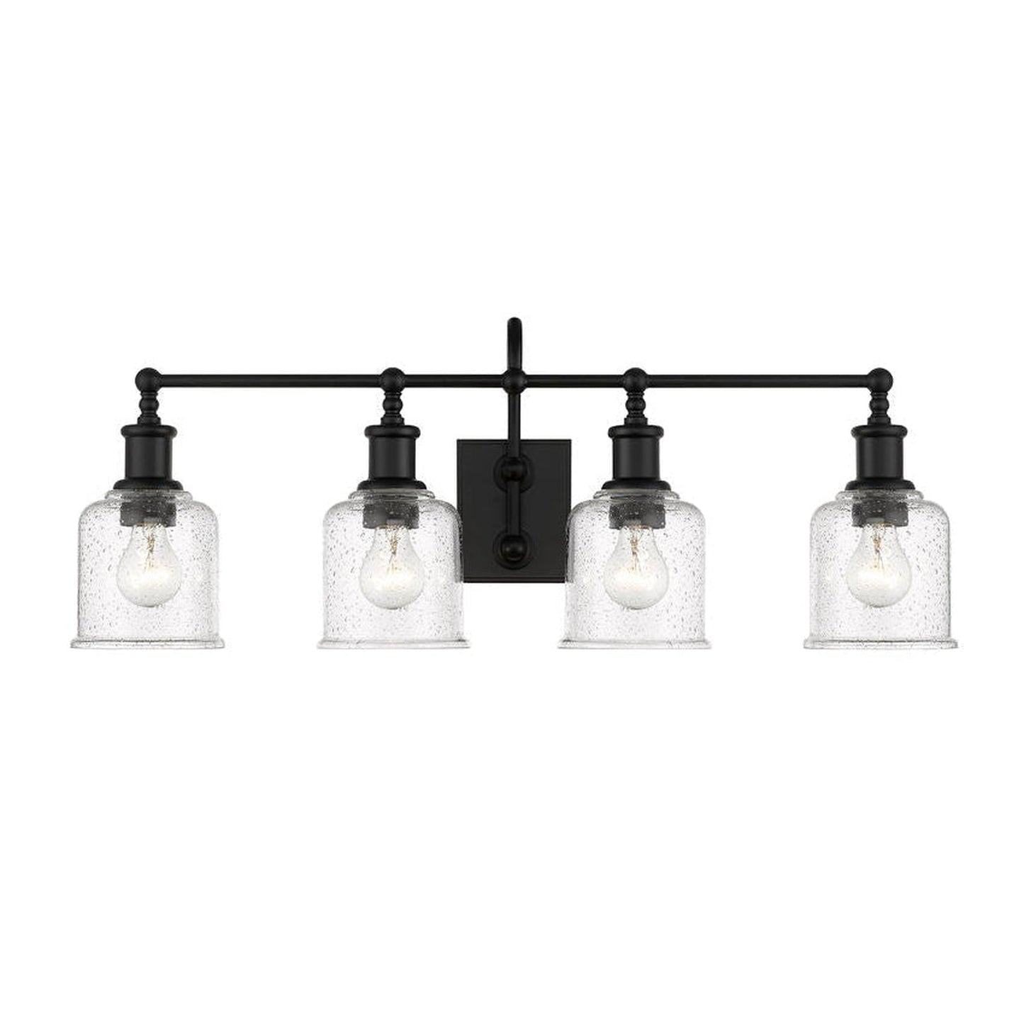 Z-Lite Bryant 32" 4-Light Matte Black Vanity Light With Clear Seedy Glass Shade