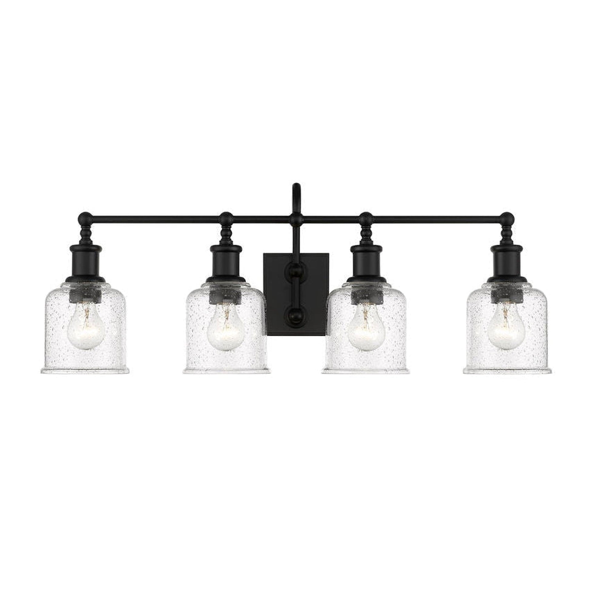 Z-Lite Bryant 32" 4-Light Matte Black Vanity Light With Clear Seedy Glass Shade