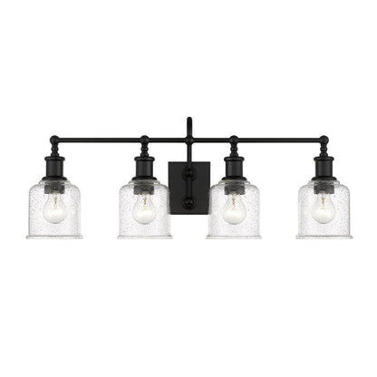 Z-Lite Bryant 32" 4-Light Matte Black Vanity Light With Clear Seedy Glass Shade