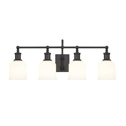 Z-Lite Bryant 32" 4-Light Matte Black Vanity Light With Matte Opal Glass Shade