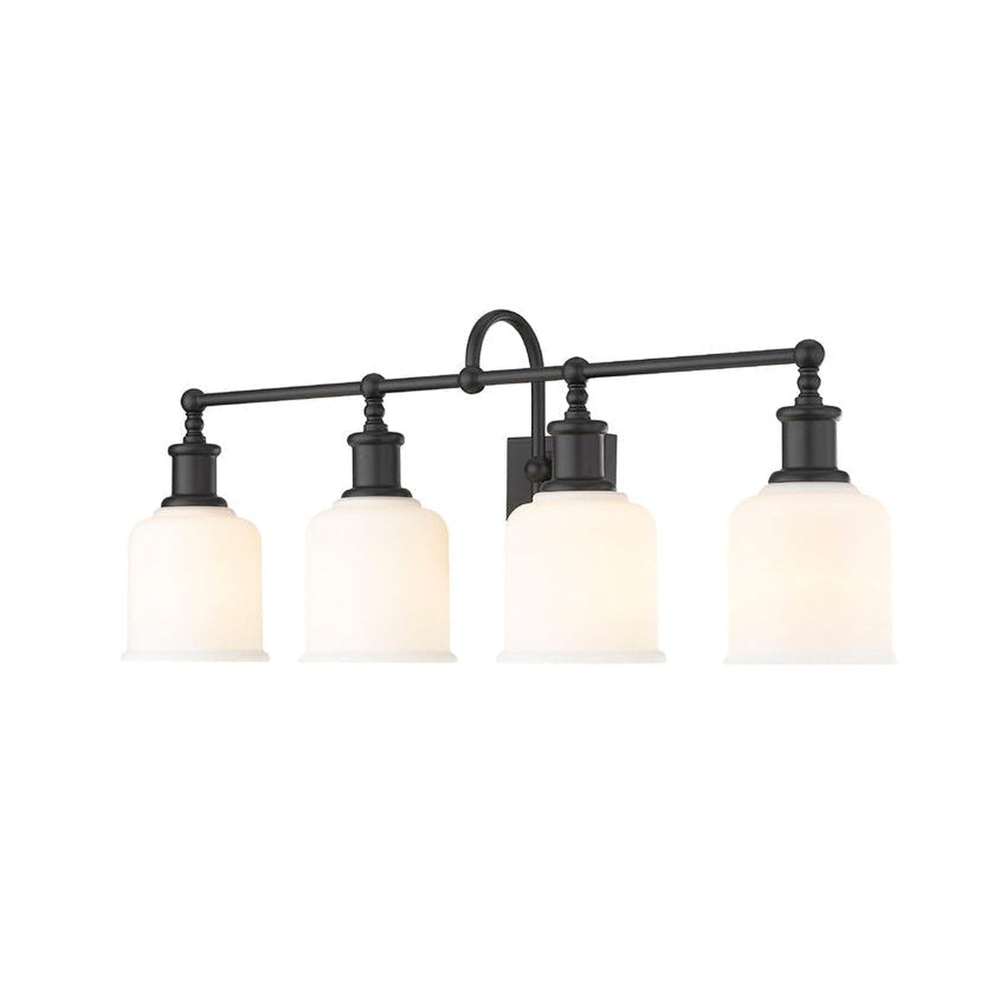 Z-Lite Bryant 32" 4-Light Matte Black Vanity Light With Matte Opal Glass Shade