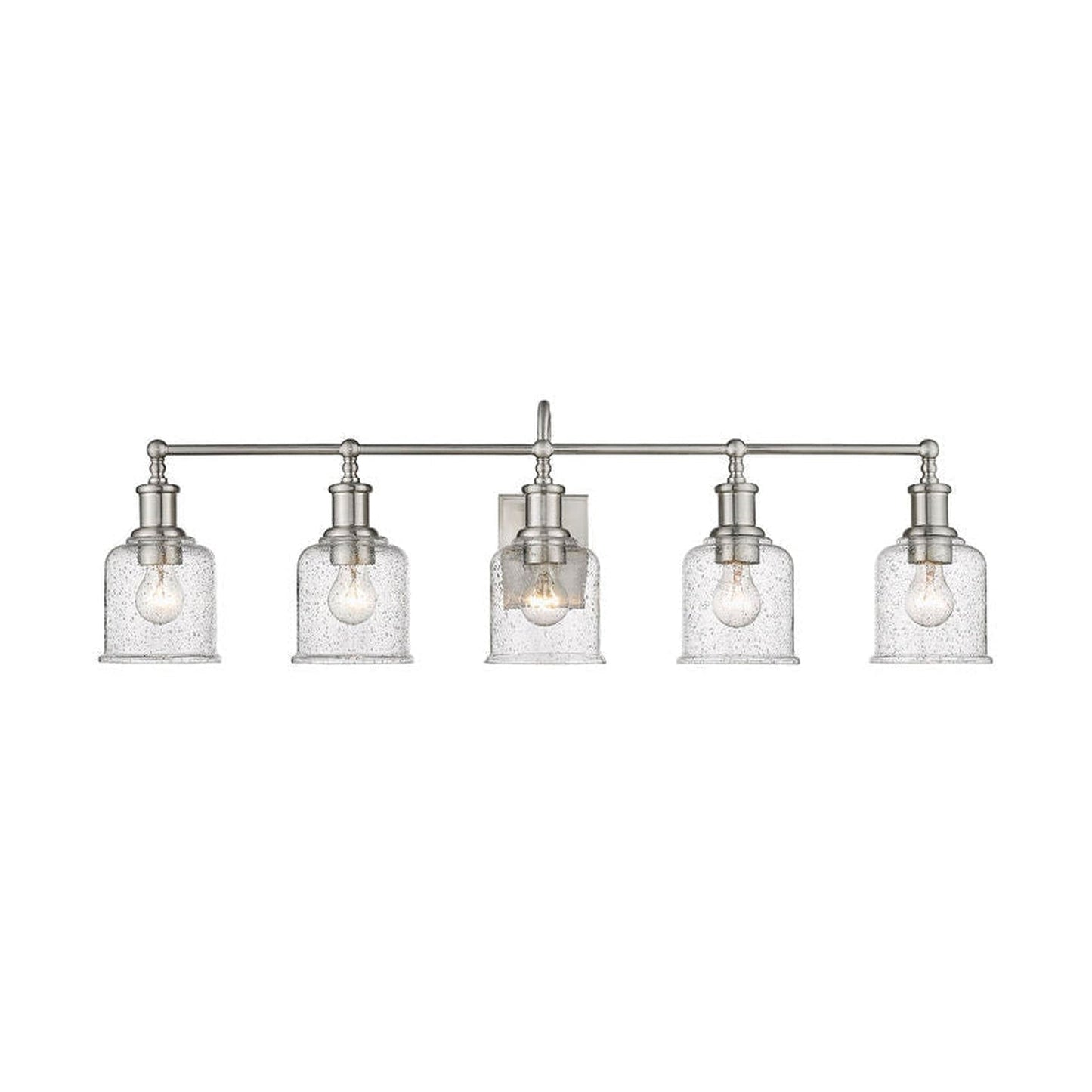 Z-Lite Bryant 41" 5-Light Brushed Nickel Vanity Light With Clear Seedy Glass Shade