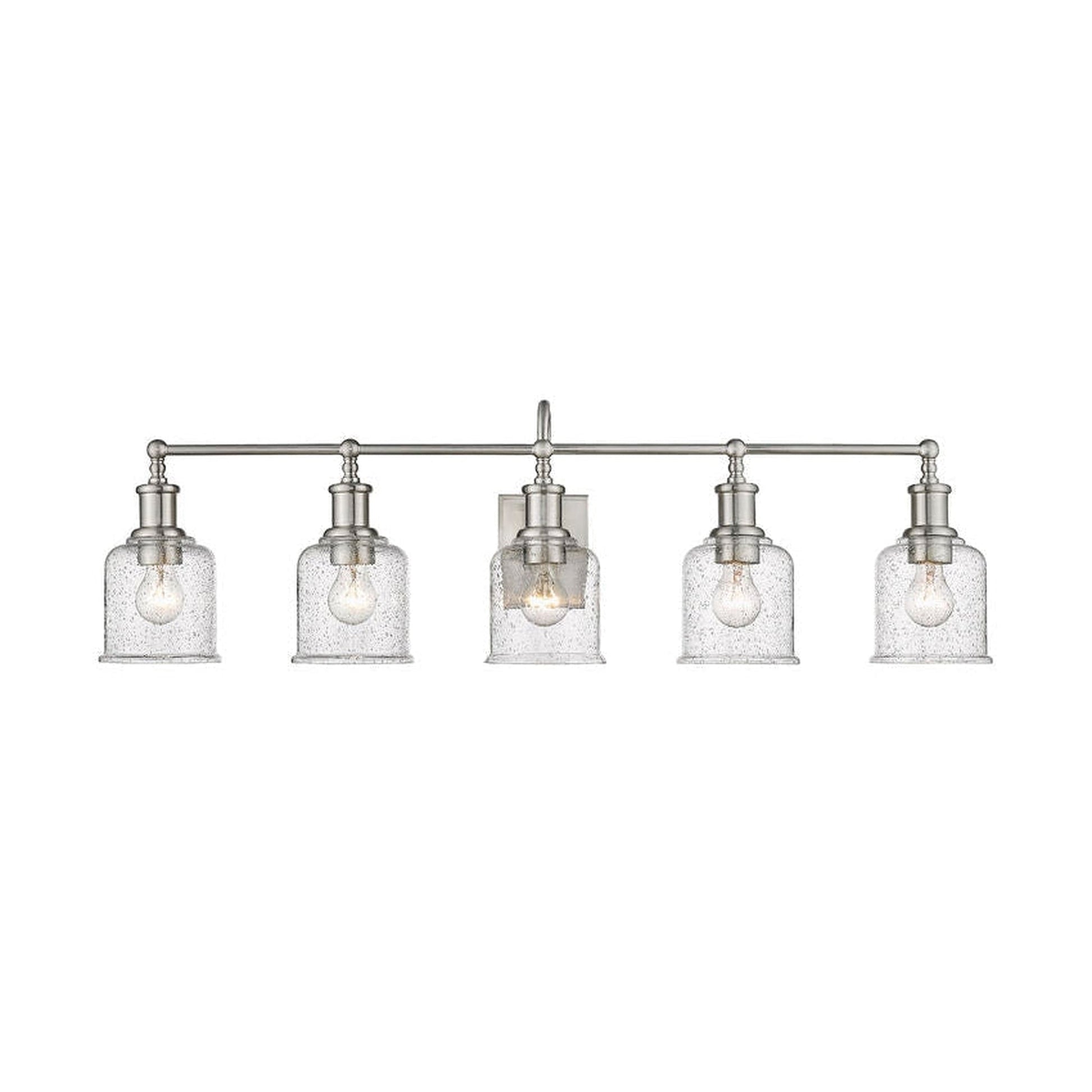 Z-Lite Bryant 41" 5-Light Brushed Nickel Vanity Light With Clear Seedy Glass Shade