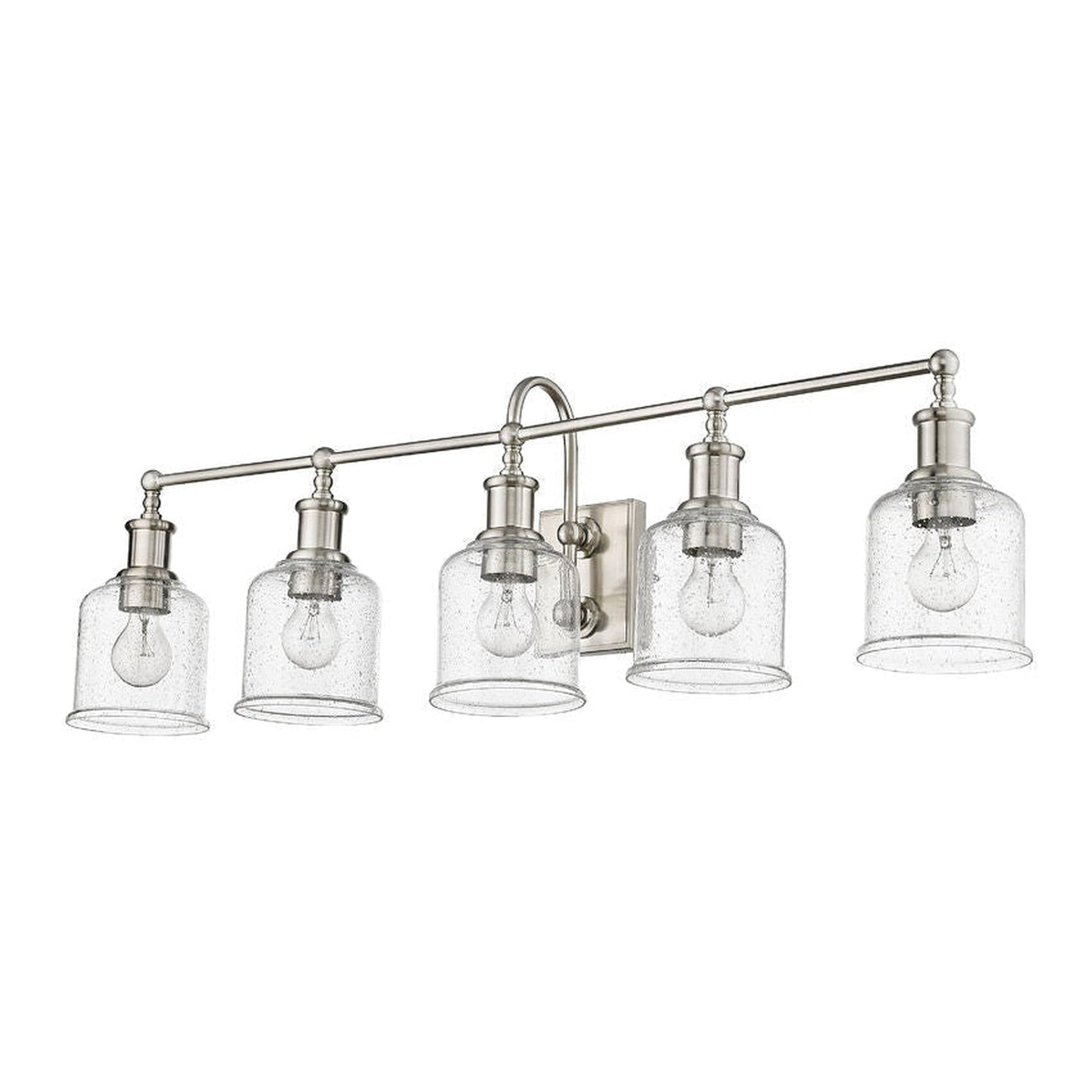 Z-Lite Bryant 41" 5-Light Brushed Nickel Vanity Light With Clear Seedy Glass Shade