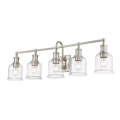 Z-Lite Bryant 41" 5-Light Brushed Nickel Vanity Light With Clear Seedy Glass Shade