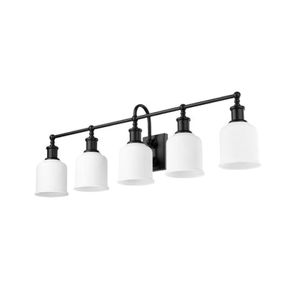 Z-Lite Bryant 41" 5-Light Matte Black Vanity Light With Matte Opal Glass Shade