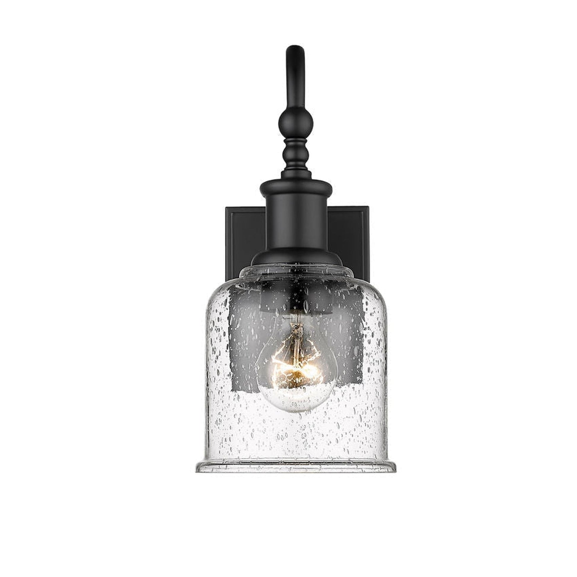 Z-Lite Bryant 6" 1-Ligh Matte Black Wall Sconce With Clear Seedy Glass Shade