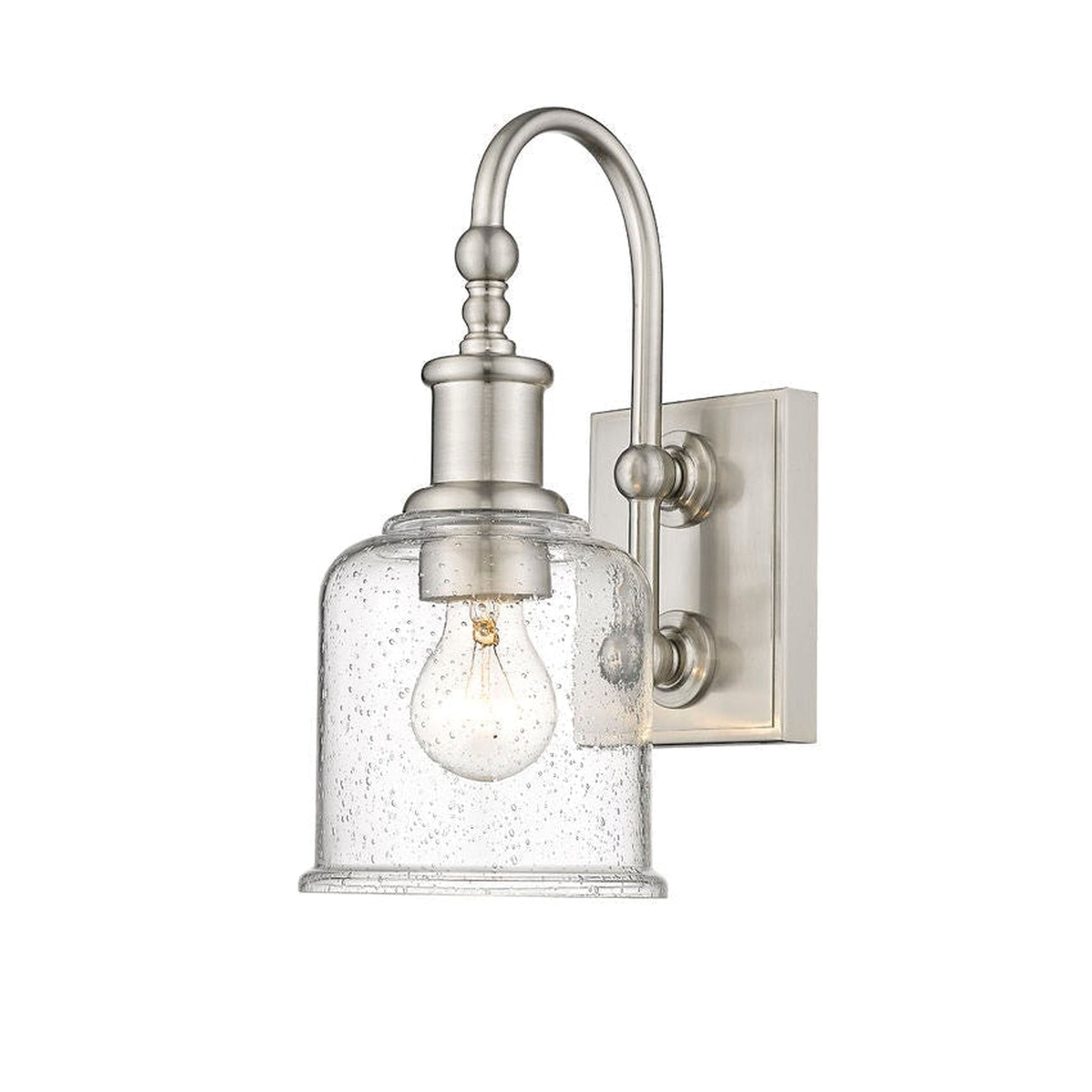 Z-Lite Bryant 6" 1-Light Brushed Nickel Wall Sconce With Clear Seedy Glass Shade