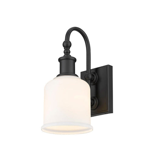 Z-Lite Bryant 6" 1-Light Matte Black Wall Sconce With Matte Opal Glass Shade