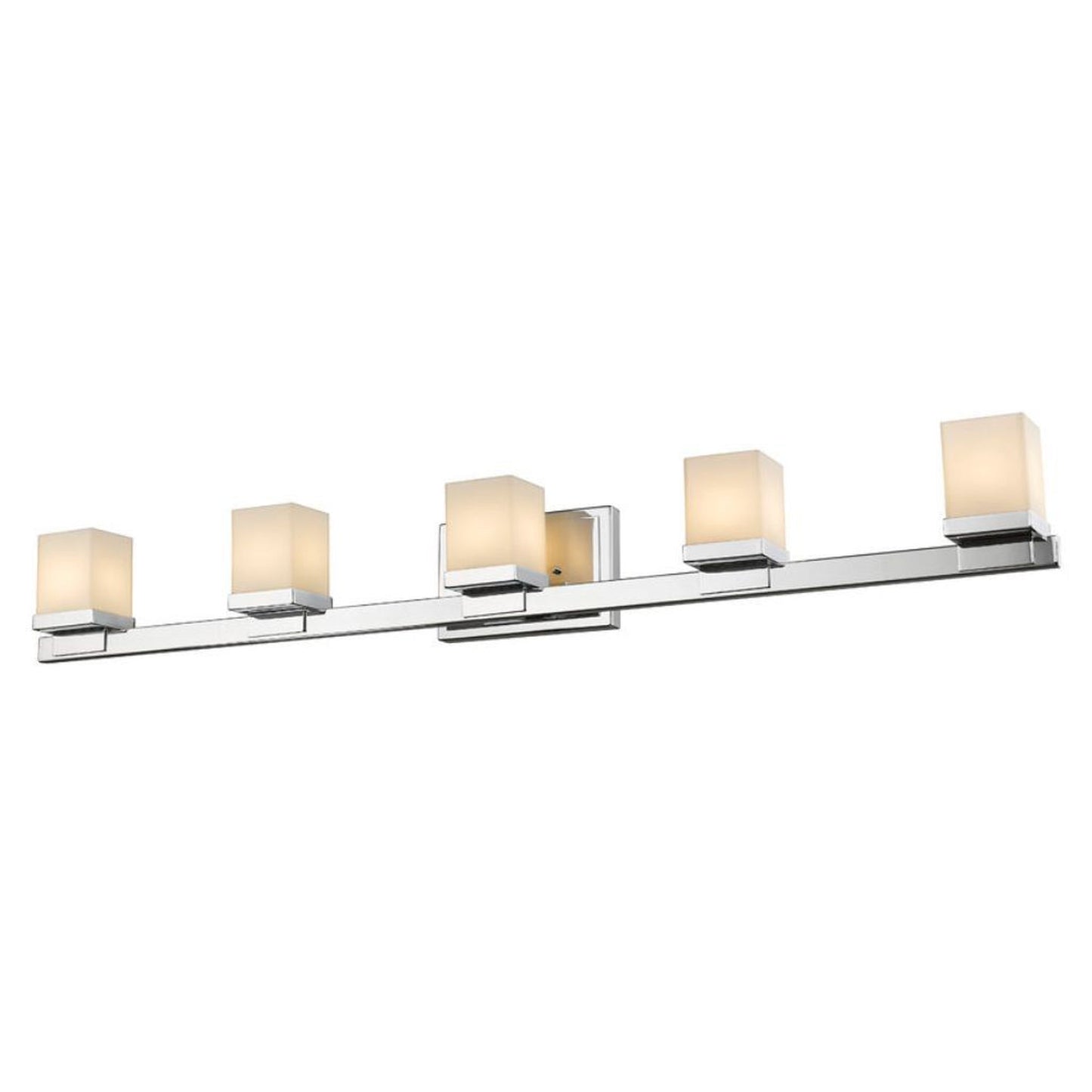 Z-Lite Cadiz 40" 5-Light Chrome Vanity Light With Matte Opal Glass Shade