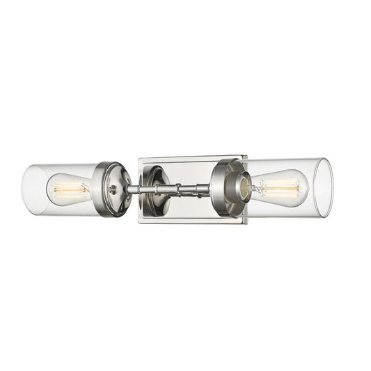 Z-Lite Calliope 21" 2-Light Polished Nickel Wall Sconce With Clear Glass Shade