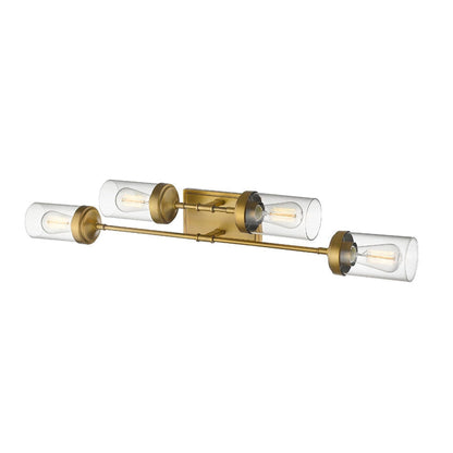 Z-Lite Calliope 38" 4-Light Foundry Brass Vanity Light With Clear Glass Shade