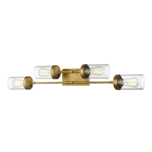Z-Lite Calliope 38" 4-Light Foundry Brass Vanity Light With Clear Glass Shade