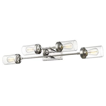 Z-Lite Calliope 38" 4-Light Polished Nickel Vanity Light With Clear Glass Shade