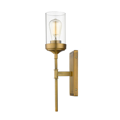 Z-Lite Calliope 5" 1-Light Foundry Brass Wall Sconce With Clear Glass Shade
