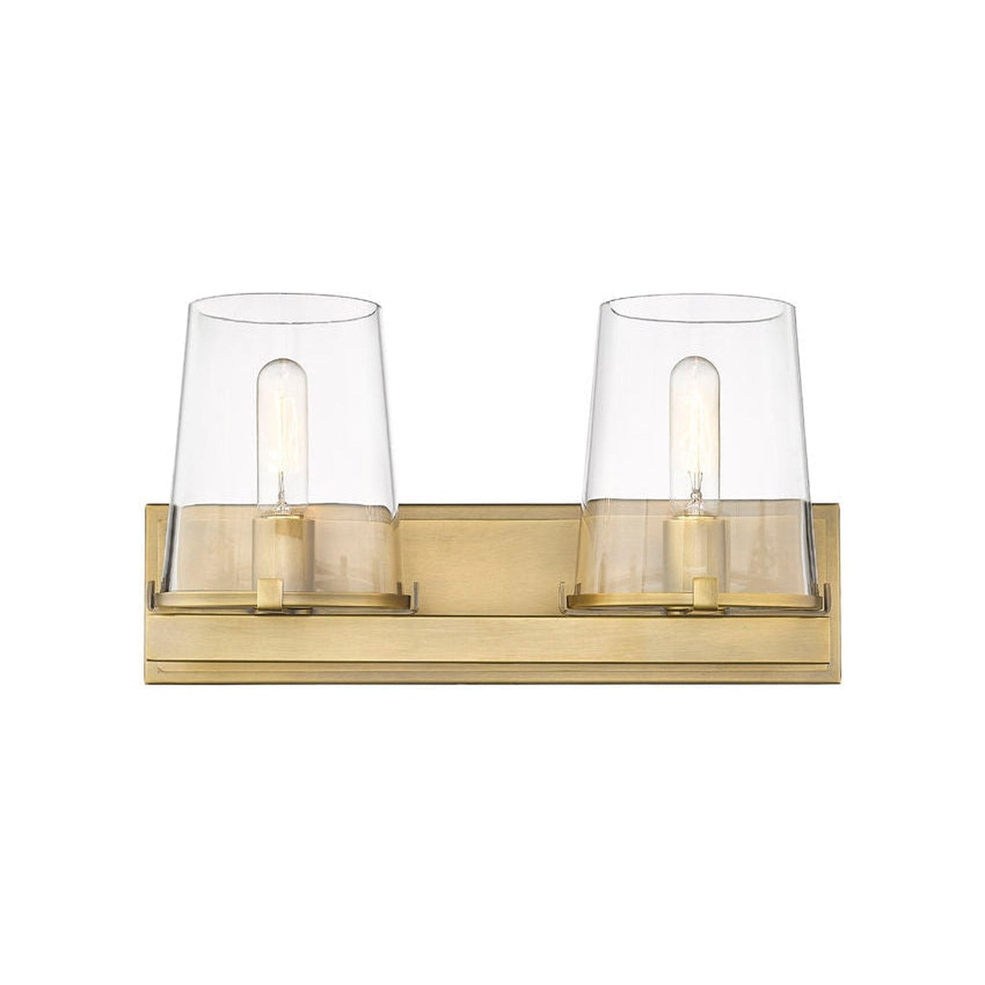 Z-Lite Callista 18" 2-Light Rubbed Brass Vanity Light With Clear Glass Shade