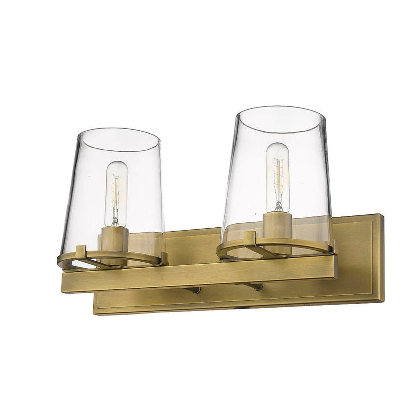 Z-Lite Callista 18" 2-Light Rubbed Brass Vanity Light With Clear Glass Shade