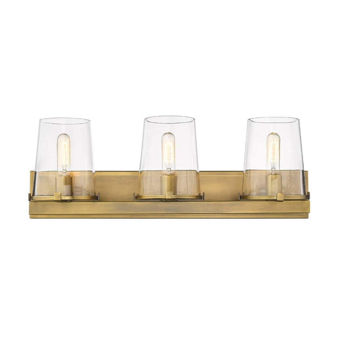 Z-Lite Callista 28" 3-Light Rubbed Brass Vanity Light With Clear Glass Shade