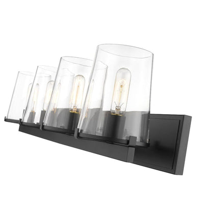 Z-Lite Callista 38" 4-Light Matte Black Vanity Light With Clear Glass Shade