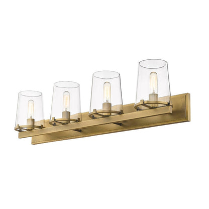 Z-Lite Callista 38" 4-Light Rubbed Brass Vanity Light With Clear Glass Shade