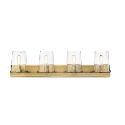 Z-Lite Callista 38" 4-Light Rubbed Brass Vanity Light With Clear Glass Shade