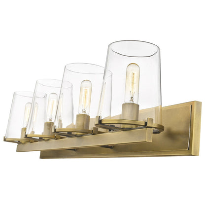 Z-Lite Callista 38" 4-Light Rubbed Brass Vanity Light With Clear Glass Shade