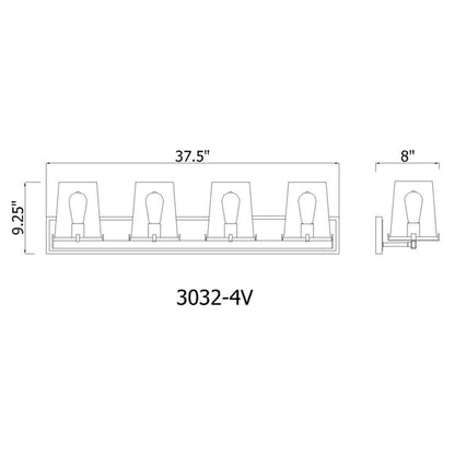 Z-Lite Callista 38" 4-Light Rubbed Brass Vanity Light With Clear Glass Shade