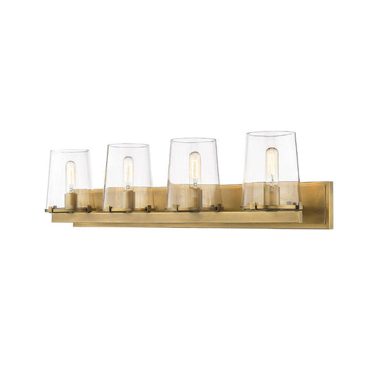 Z-Lite Callista 38" 4-Light Rubbed Brass Vanity Light With Clear Glass Shade