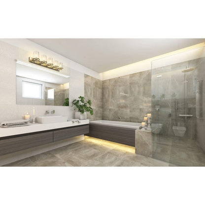 Z-Lite Callista 47" 5-Light Polished Nickel Vanity Light With Clear Glass Shade