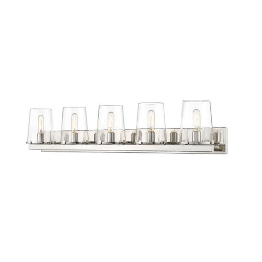 Z-Lite Callista 47" 5-Light Polished Nickel Vanity Light With Clear Glass Shade