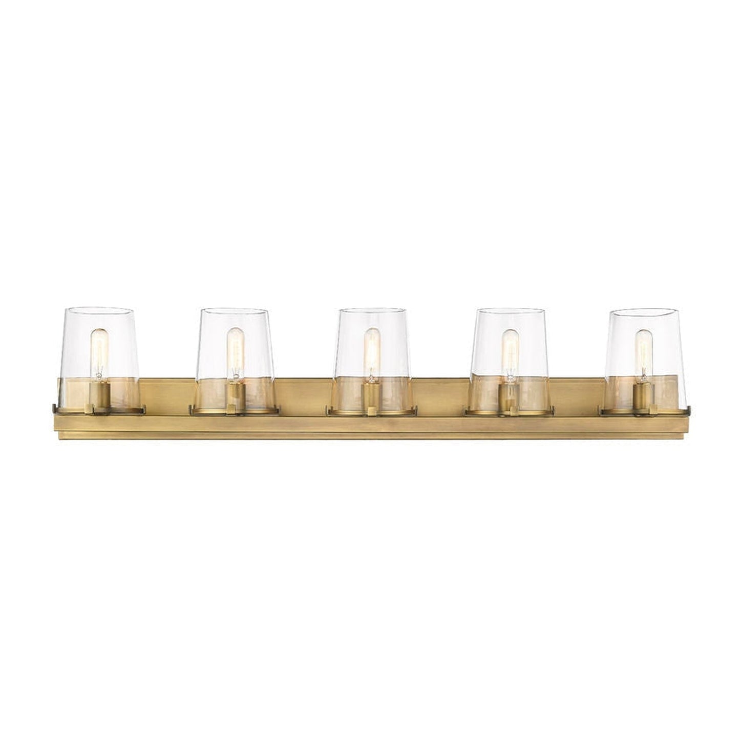 Z-Lite Callista 47" 5-Light Rubbed Brass Vanity Light With Clear Glass Shade