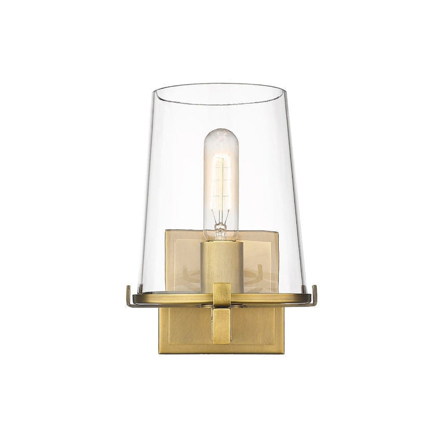 Z-Lite Callista 7" 1-Light Rubbed Brass Vanity Light With Clear Glass Shade