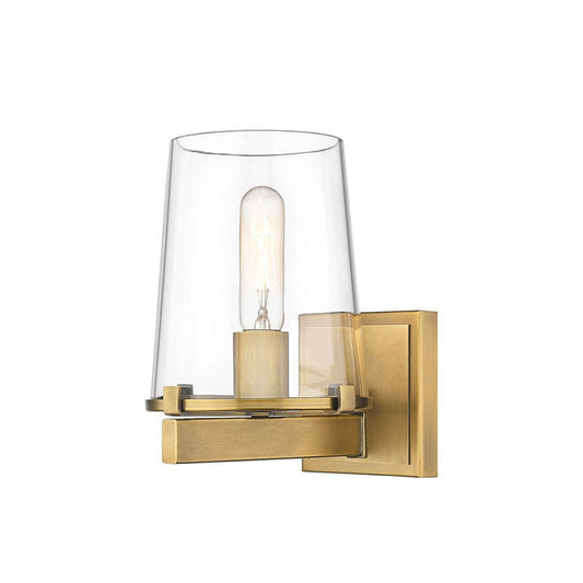 Z-Lite Callista 7" 1-Light Rubbed Brass Vanity Light With Clear Glass Shade