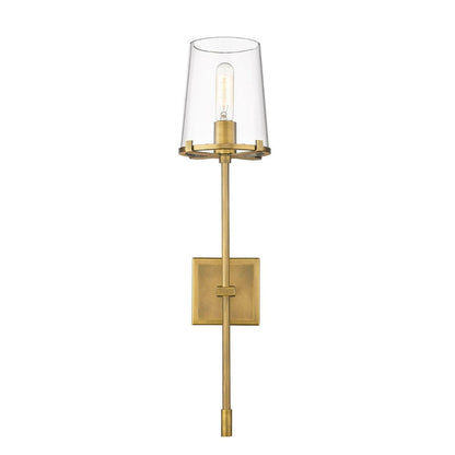 Z-Lite Callista 7" 1-Light Rubbed Brass Wall Sconce With Clear Glass Shade