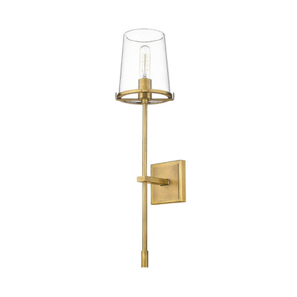 Z-Lite Callista 7" 1-Light Rubbed Brass Wall Sconce With Clear Glass Shade