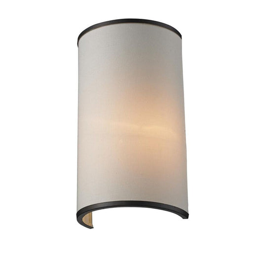 Z-Lite Cameo 7" 1-Light Factory Bronze Wall Sconce With Crème Linen Fabric Shade