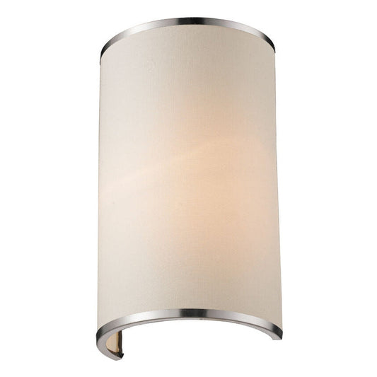 Z-Lite Cameo 7" 1-Light White Linen Fabric Shade Wall Sconce With Brushed Nickel Frame Finish