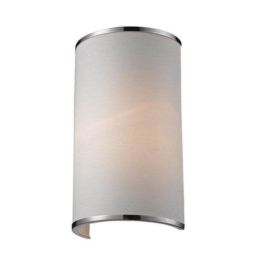 Z-Lite Cameo 7" 1-Light White Linen Fabric Shade Wall Sconce With Chrome Frame Finish