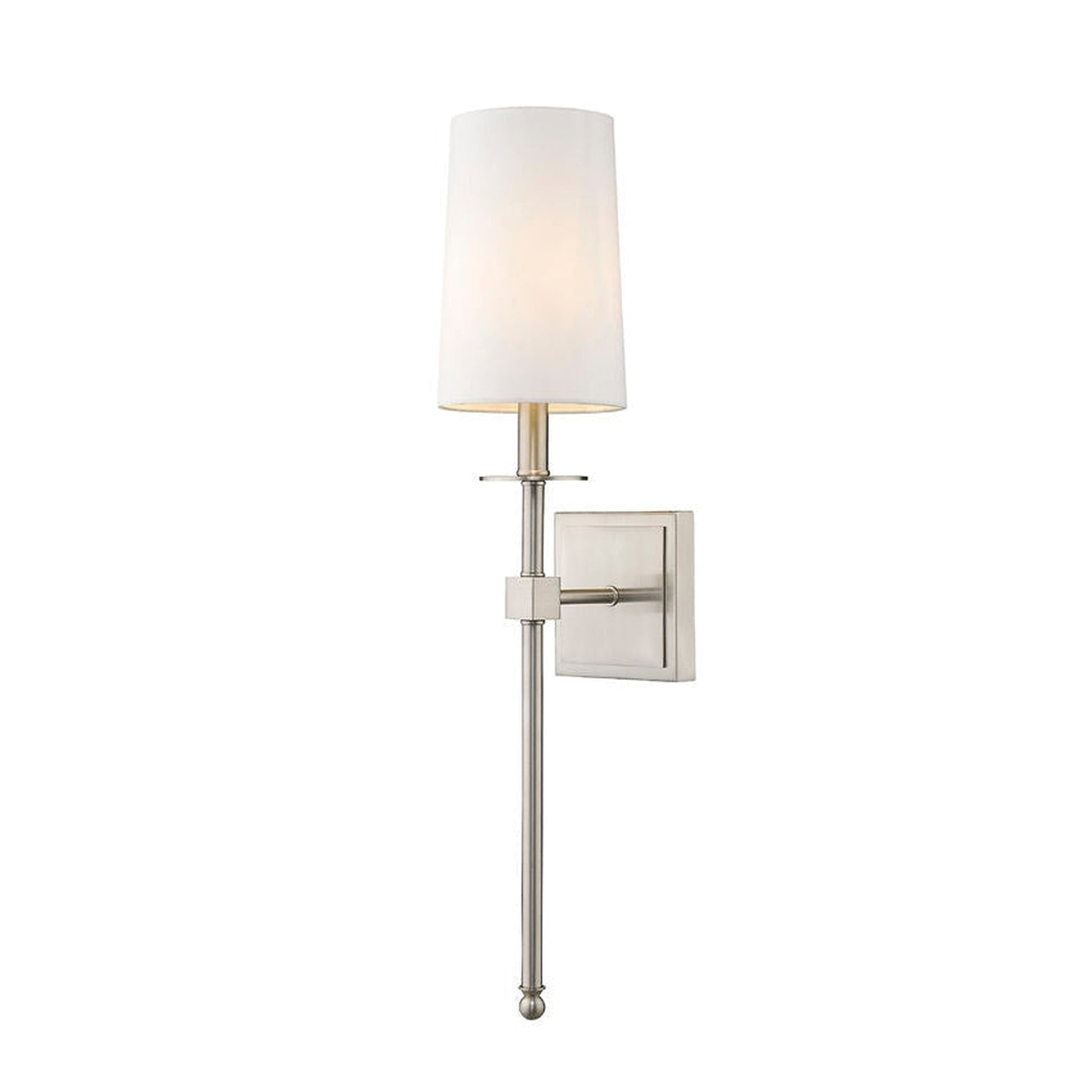 Z-Lite Camila 6" 1-Light Brushed Nickel Wall Sconce With White Fabric Shade