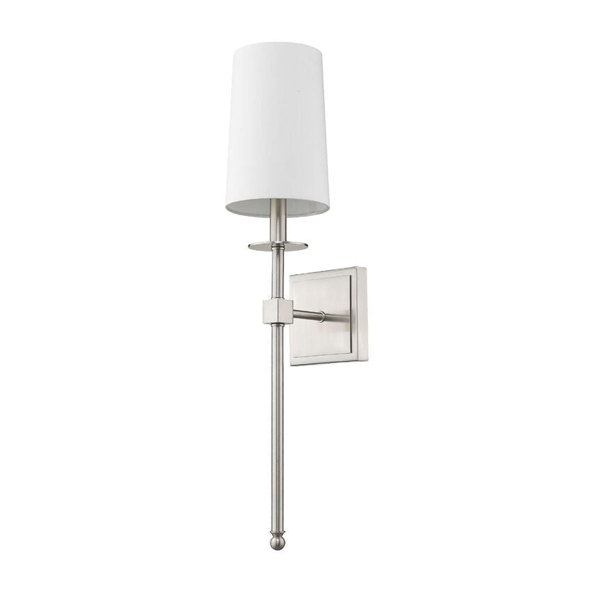 Z-Lite Camila 6" 1-Light Brushed Nickel Wall Sconce With White Fabric Shade