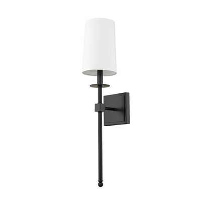 Z-Lite Camila 6" 1-Light Matte Black Wall Sconce With White Fabric Shade