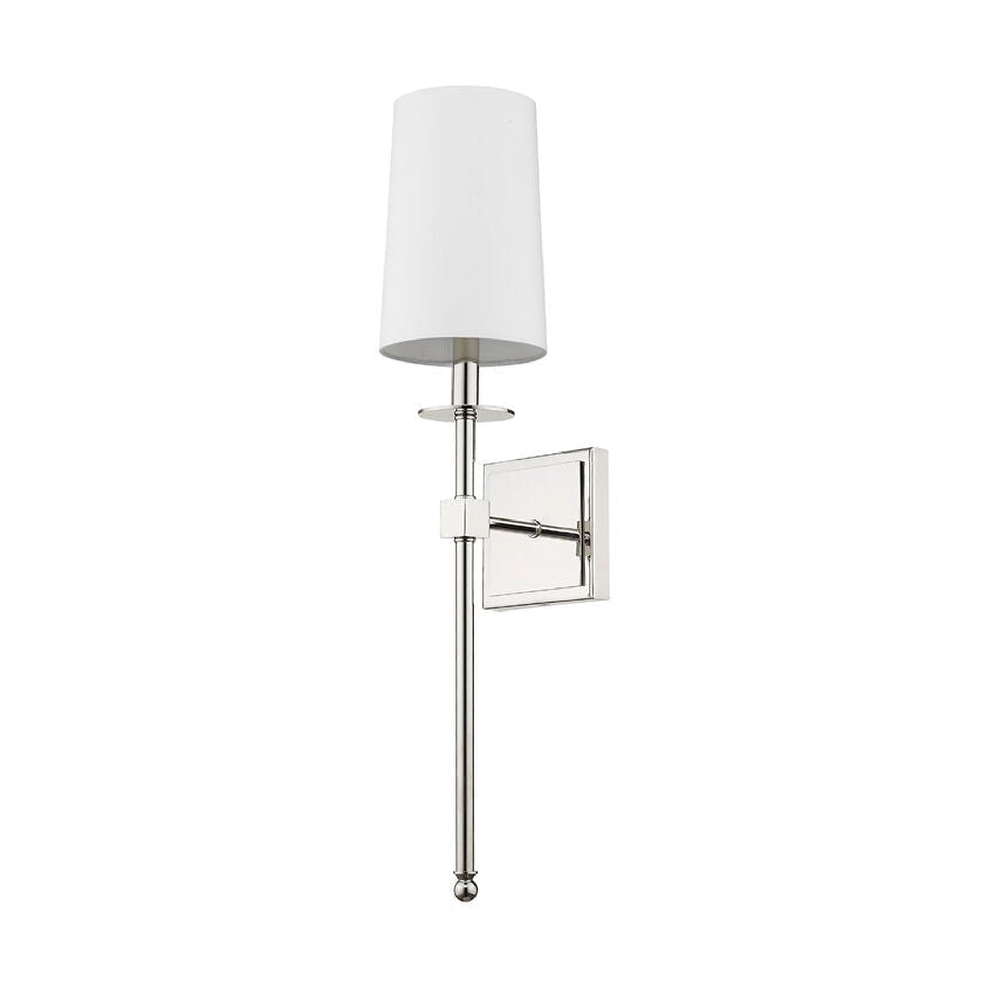 Z-Lite Camila 6" 1-Light Polished Nickel Wall Sconce With White Fabric Shade