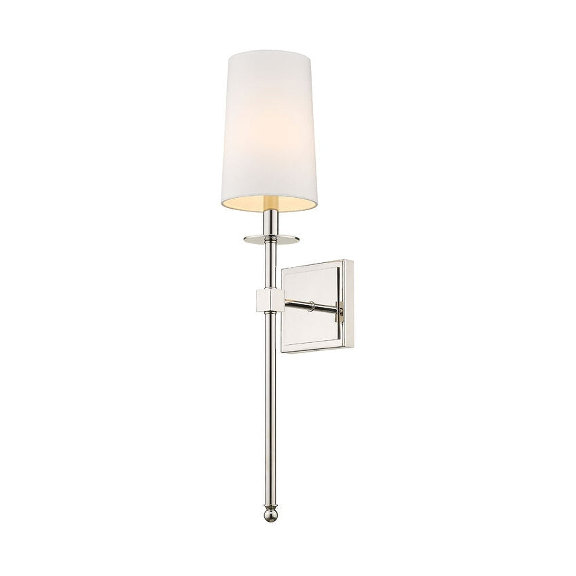 Z-Lite Camila 6" 1-Light Polished Nickel Wall Sconce With White Fabric Shade