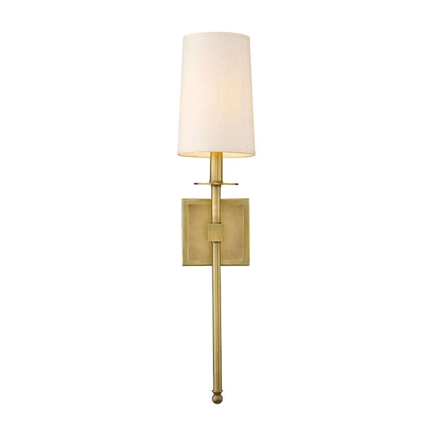 Z-Lite Camila 6" 1-Light Rubbed Brass Wall Sconce With Beige Parchment Paper Shade